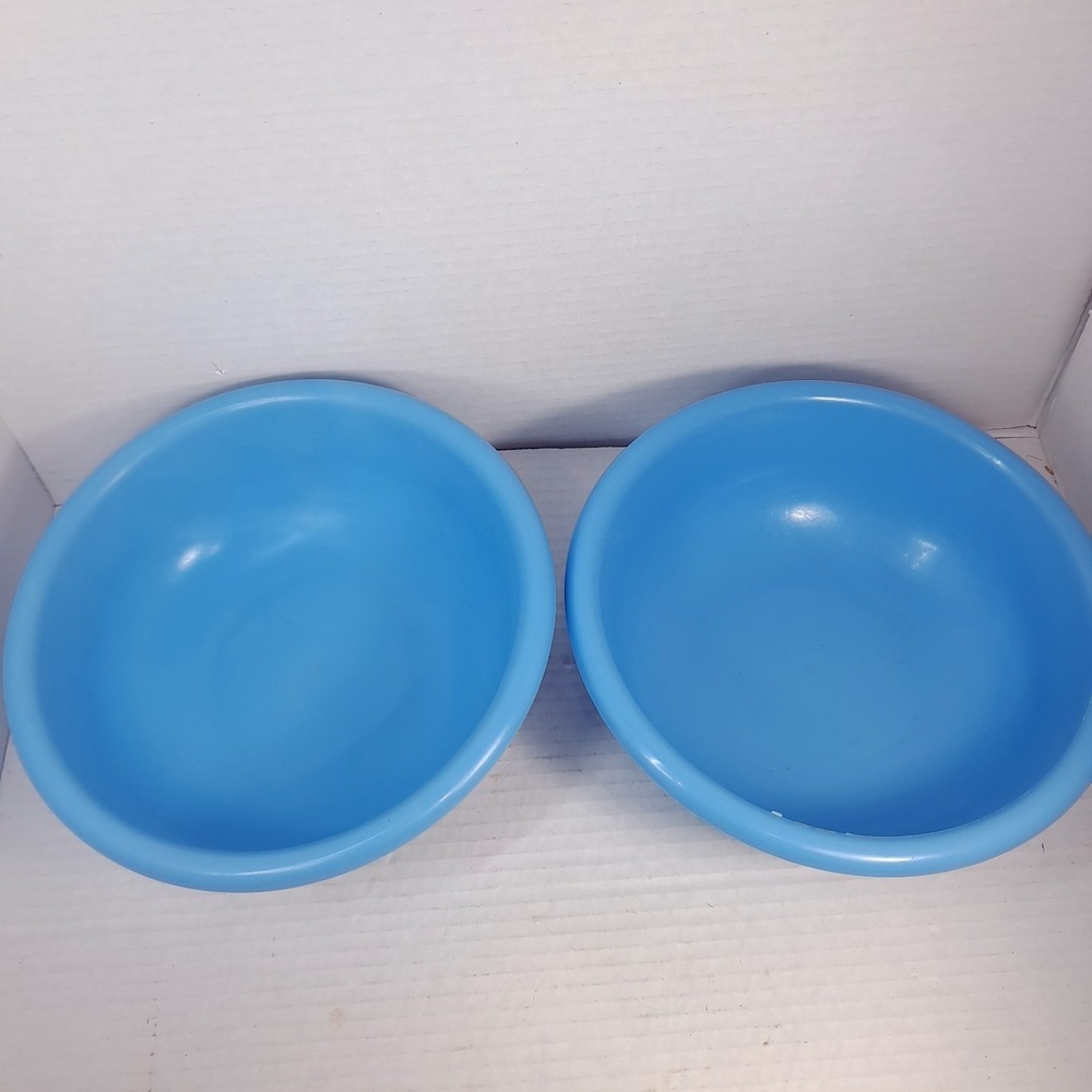 Vintage Aero plastics blue bowl set 2 cereal snack mixing salad arrow light